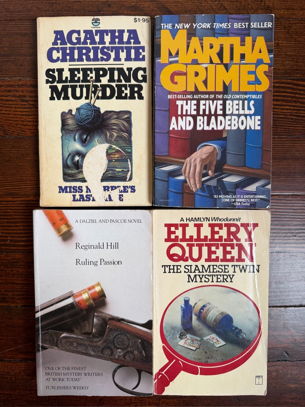 Vintage murder mystery book bundle: Christie, Grimes, Queen, Hill